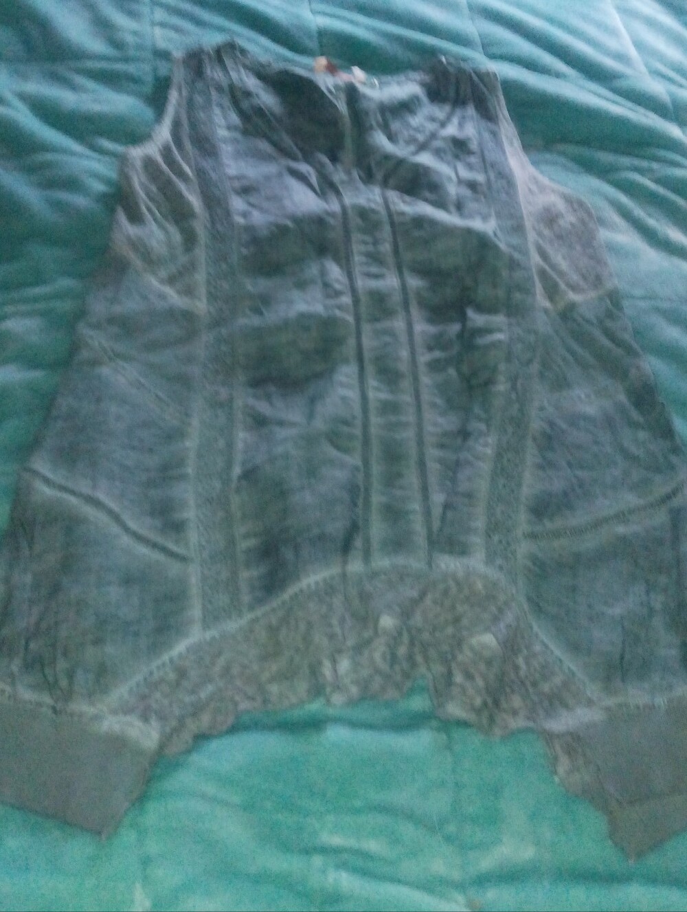Soft Surroundings Turquoise Lace-Panel Sleeveless Tank